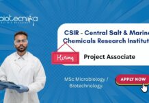 CSIR - Central Salt & Marine Chemicals Research Institute Project Associate MSc Microbiology / Biotechnology.