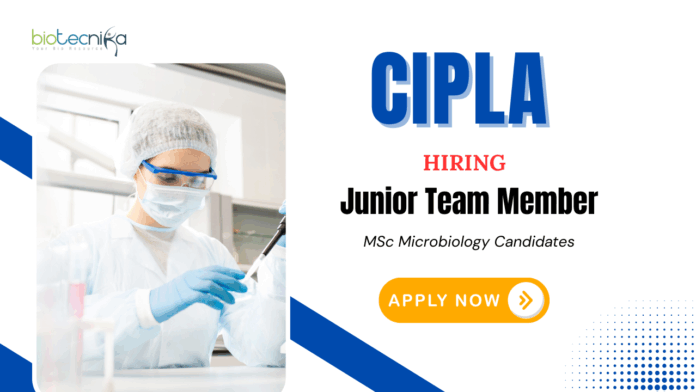 Cipla Vacancies for MSc Microbiology | Apply Now for Junior Team Member Position