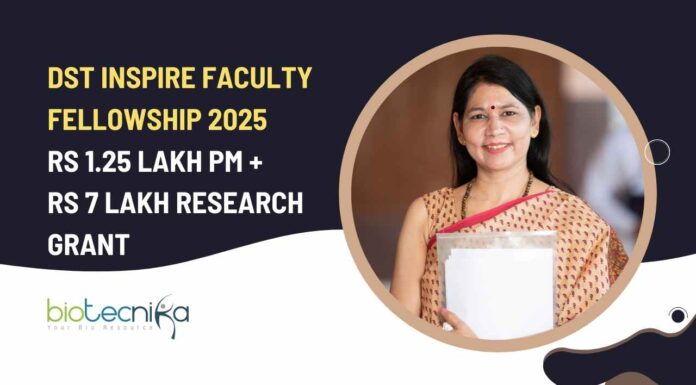 DST Inspire Faculty Fellowship 2025 – Rs 1.25 Lakh pm + Rs 7 Lakh Research Grant Inspire Faculty Fellowship 2025 DST