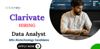 Data Analyst Jobs at Clarivate | MSc Biotechnology Candidates Apply Now