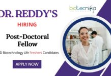 Freshers Biotechnology Jobs at Dr. Reddy's | Apply Now for Post-Doctoral Fellowship