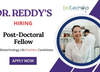 Freshers Biotechnology Jobs at Dr. Reddy's | Apply Now for Post-Doctoral Fellowship