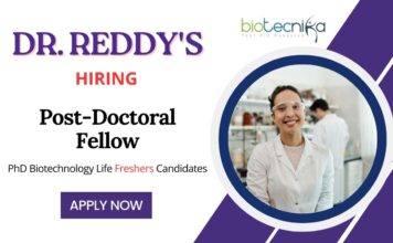 Freshers Biotechnology Jobs at Dr. Reddy's | Apply Now for Post-Doctoral Fellowship