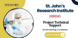 Freshers Microbiological Jobs at SJRI | Apply Now for Project Technical Support Position