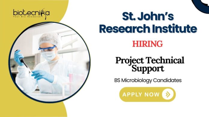 Freshers Microbiological Jobs at SJRI | Apply Now for Project Technical Support Position