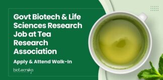MSc Life Sciences govt Jobs at Tea Research