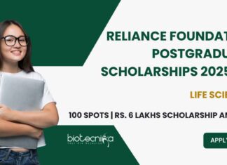 Reliance Foundation Postgraduate Scholarships 2025-26 For Life Sciences