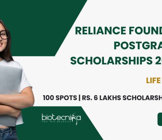 Reliance Foundation Postgraduate Scholarships 2025-26 For Life Sciences Reliance Foundation Postgraduate Scholarships 2025-26 For Life Sciences