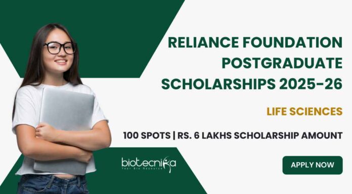 Reliance Foundation Postgraduate Scholarships 2025-26 For Life Sciences Reliance Foundation Postgraduate Scholarships 2025-26 For Life Sciences