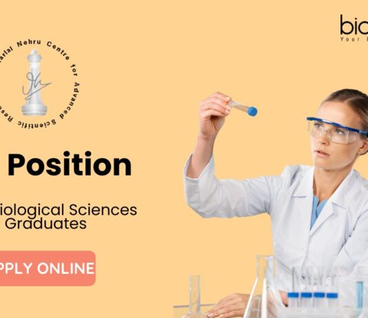 JRF Position at JNCASR - MSc Biological Sciences Graduates Apply Online