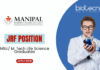 JRF Position at MAHE - MSc M. Tech Life Science Graduates Apply Online