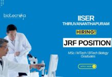 JRF Vacancy at IISER Thiruvananthapuram MScBTech Biology Graduates Apply Online (1)