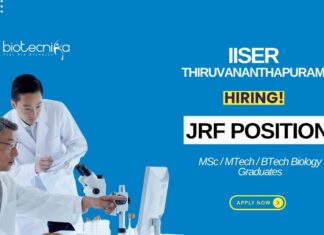 JRF Vacancy at IISER Thiruvananthapuram MScBTech Biology Graduates Apply Online (1)