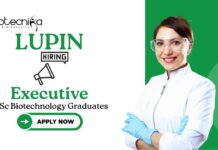 Jobs at Lupin | MSc Biotechnology Graduates Apply Now For The Executive Role