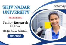 Junior Research Fellow Jobs at SNU | MSc Life Science Candidates Apply Now