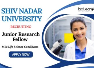 Junior Research Fellow Jobs at SNU | MSc Life Science Candidates Apply Now