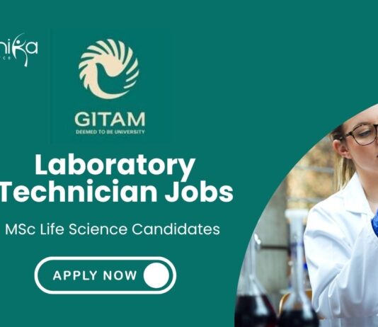 Laboratory Technician Jobs at GITAM Deemed University MSc Life Science Candidates Apply Now
