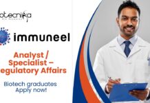 Latest Biotech Jobs At Immuneel | Apply Now For The Analyst / Specialist – Regulatory Affairs Role