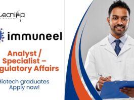 Latest Biotech Jobs At Immuneel | Apply Now For The Analyst / Specialist – Regulatory Affairs Role