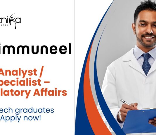 Latest Biotech Jobs At Immuneel | Apply Now For The Analyst / Specialist – Regulatory Affairs Role