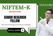 Latest Food Science Jobs at NIFTEM-K | Apply Now for Senior Research Fellow Position