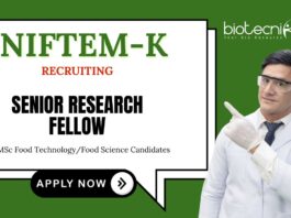Latest Food Science Jobs at NIFTEM-K | Apply Now for Senior Research Fellow Position