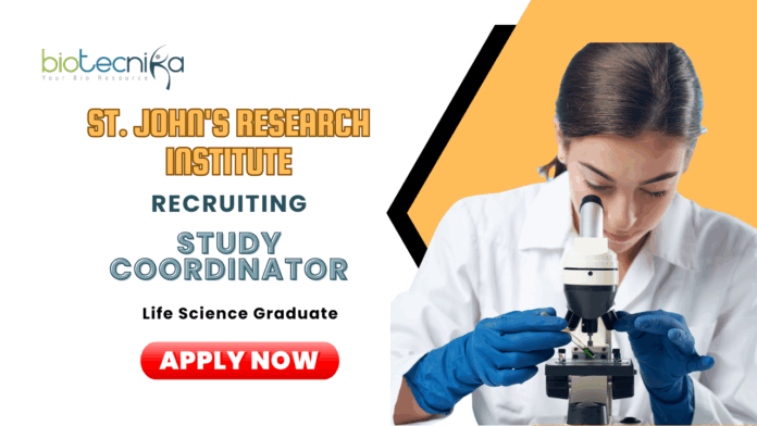 Latest Life Science Jobs at SJRI | Apply Now for the Study Coordinator Position