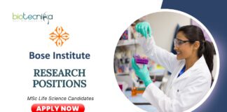 Latest Research Positions at Bose Institute | MSc Life Science Candidates Apply