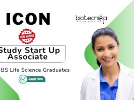 Life Science Job at ICON BSc Graduates Apply for the Study Start Up Associate Position