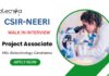Walk-In Interview for Project Associate Position at CSIR-NEERI for MSc Graduates 