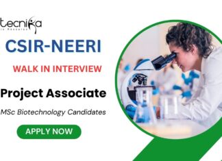 Walk-In Interview for Project Associate Position at CSIR-NEERI for MSc Graduates 