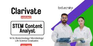 MSc Biotechnology Jobs at Clarivate Apply Now for the Associate STEM Content Analyst Role