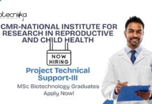 MSc Biotechnology Jobs at ICMR-NIRRCH | Apply Now For The Project Technical Support Role