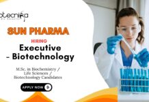 MSc Biotechnology Jobs at Sun Pharma Apply Now for Executive Role
