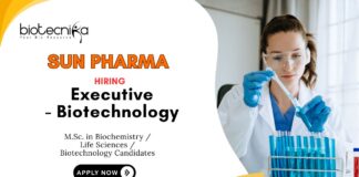 MSc Biotechnology Jobs at Sun Pharma Apply Now for Executive Role