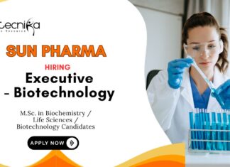 MSc Biotechnology Jobs at Sun Pharma Apply Now for Executive Role