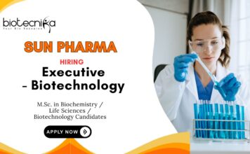 MSc Biotechnology Jobs at Sun Pharma Apply Now for Executive Role