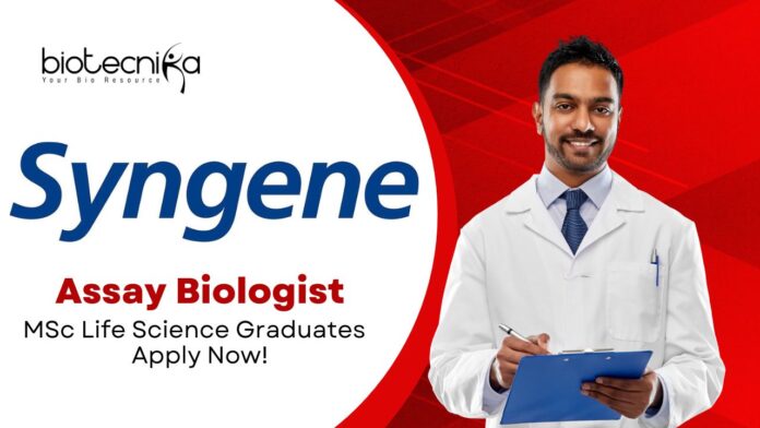 MSc Life Science Jobs Syngene | Apply Now For The Assay Biologist Role 