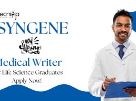 Medical Writer Jobs at Syngene | MSc Life Science Graduates Apply Now