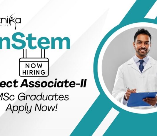 Molecular Biology Jobs at inStem | MSc Graduates Apply Now For The Project Associate Role