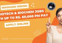 MSc Biotech & Biochem Latest Jobs at NIMHANS
