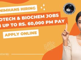 MSc Biotech & Biochem Latest Jobs at NIMHANS