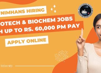 MSc Biotech & Biochem Latest Jobs at NIMHANS