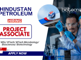 Jobs for BSc GraduateMSc Biotech Government Jobs in HPCLs | Apply Now for the Project Associate Position at Hindustan Petroleum