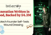 Innovation Written in Blood, Backed by $4.3M Biotech Founder Self-Tests Wound Dressing