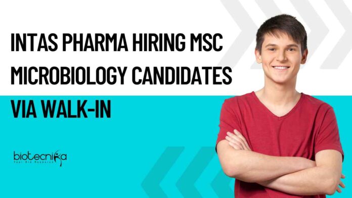 MSc Microbiology Vacancies at Intas