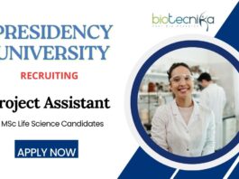 Project Assistant Jobs at Presidency University | MSc Life Science Candidates Apply Now