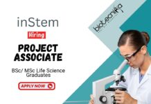 Project Associate Position at BRIC-inStem Life Science Graduates Apply Online