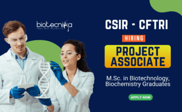 Project Associate Position at CSIR-CFTRI MSc Biotechnology Graduates Apply Online