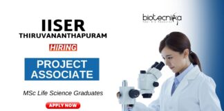 Project Associate Position at IISER Thiruvananthapuram MSc life Science Graduates Apply Now